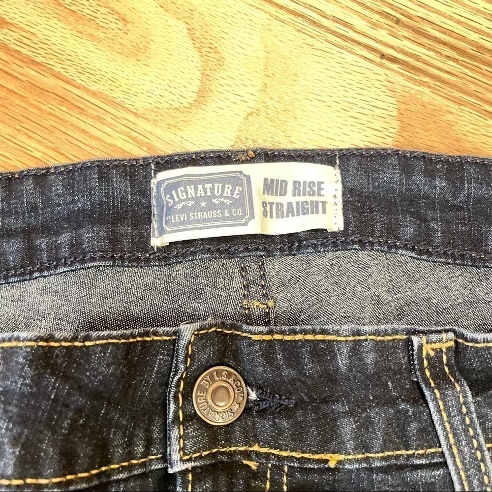 Levi's signature mid rise straight dark wash denim blue jeans stretch 34 - Picture 5 of 5